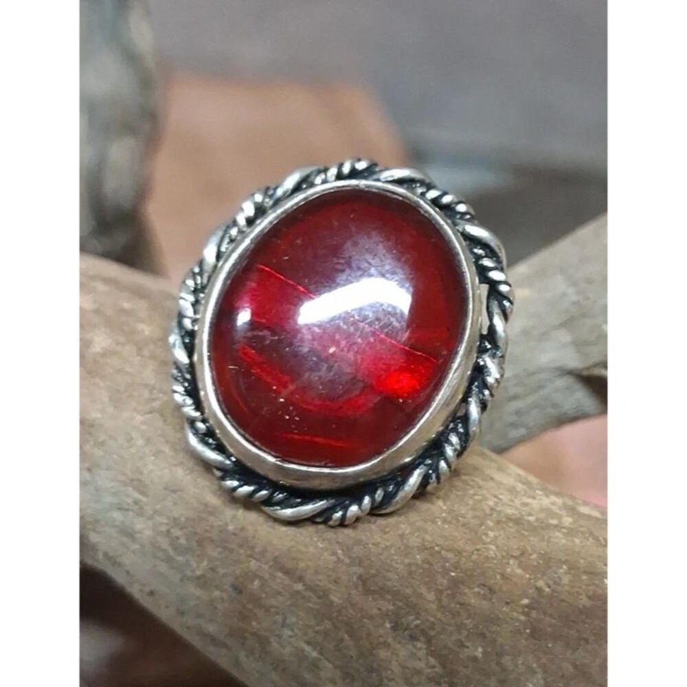 Gothic whimsygoth dark academia garnet silver ring